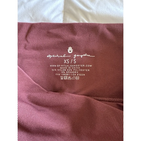 Spiritual Gangster burgundy stripe leggings wrap front love sculpt Size XS EUC - Picture 3 of 12